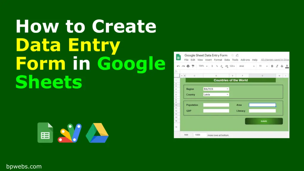 How to create a Data Entry form in Google Sheets