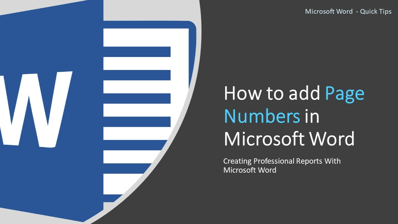 How to add Page Numbers in Microsoft Word