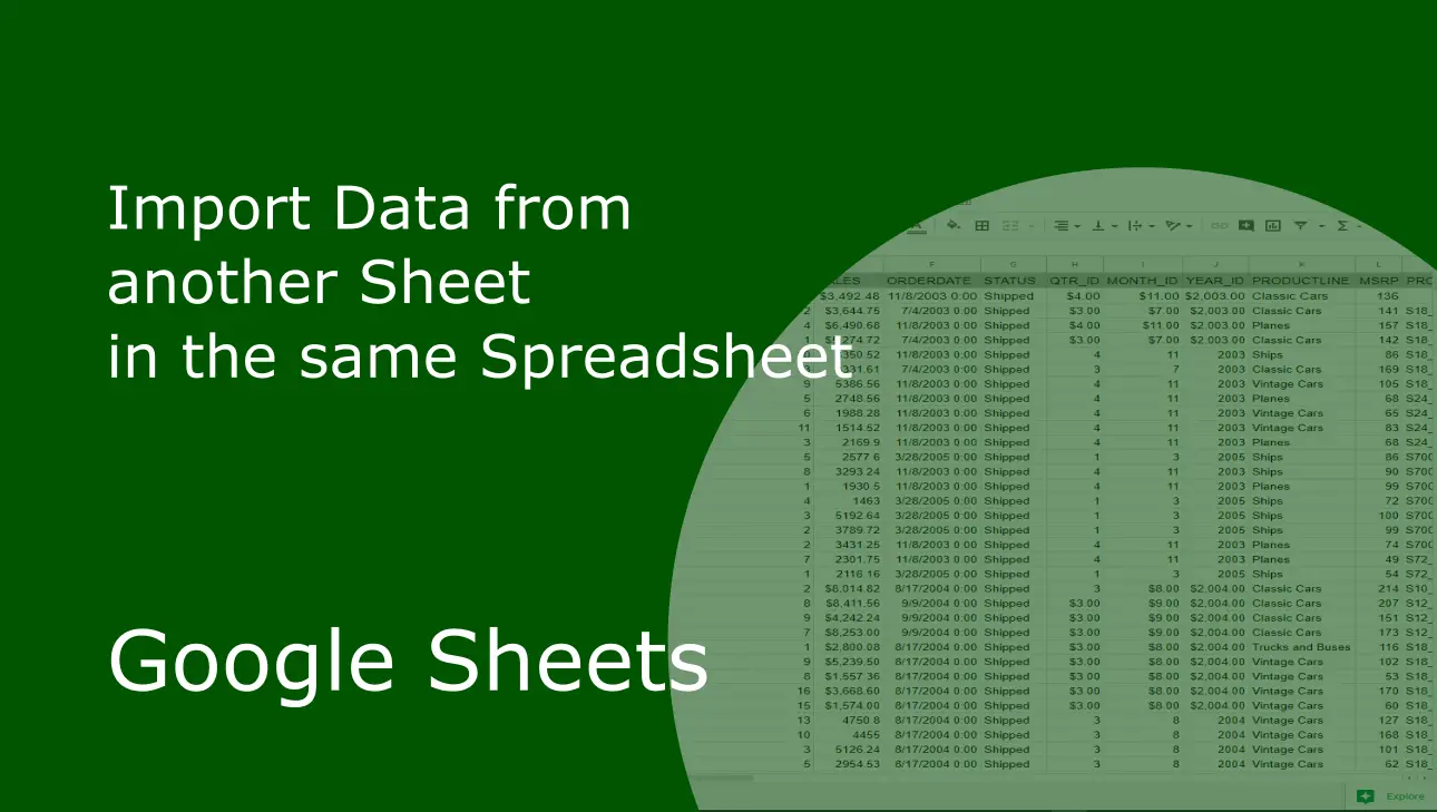 import data from one sheet to another in google sheets