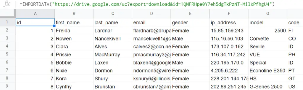 Import CSV to Google Sheets