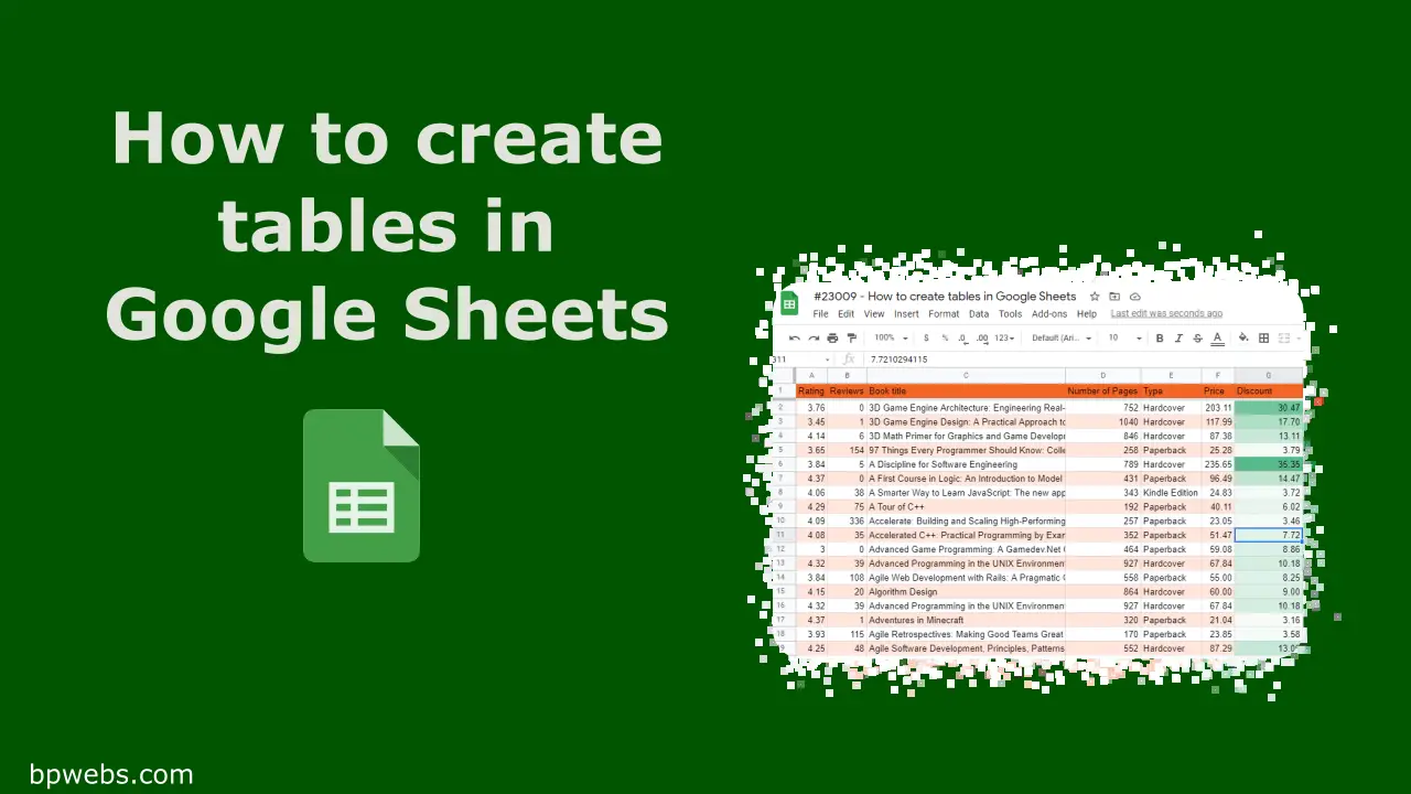 How to Create Tables in Google Sheets