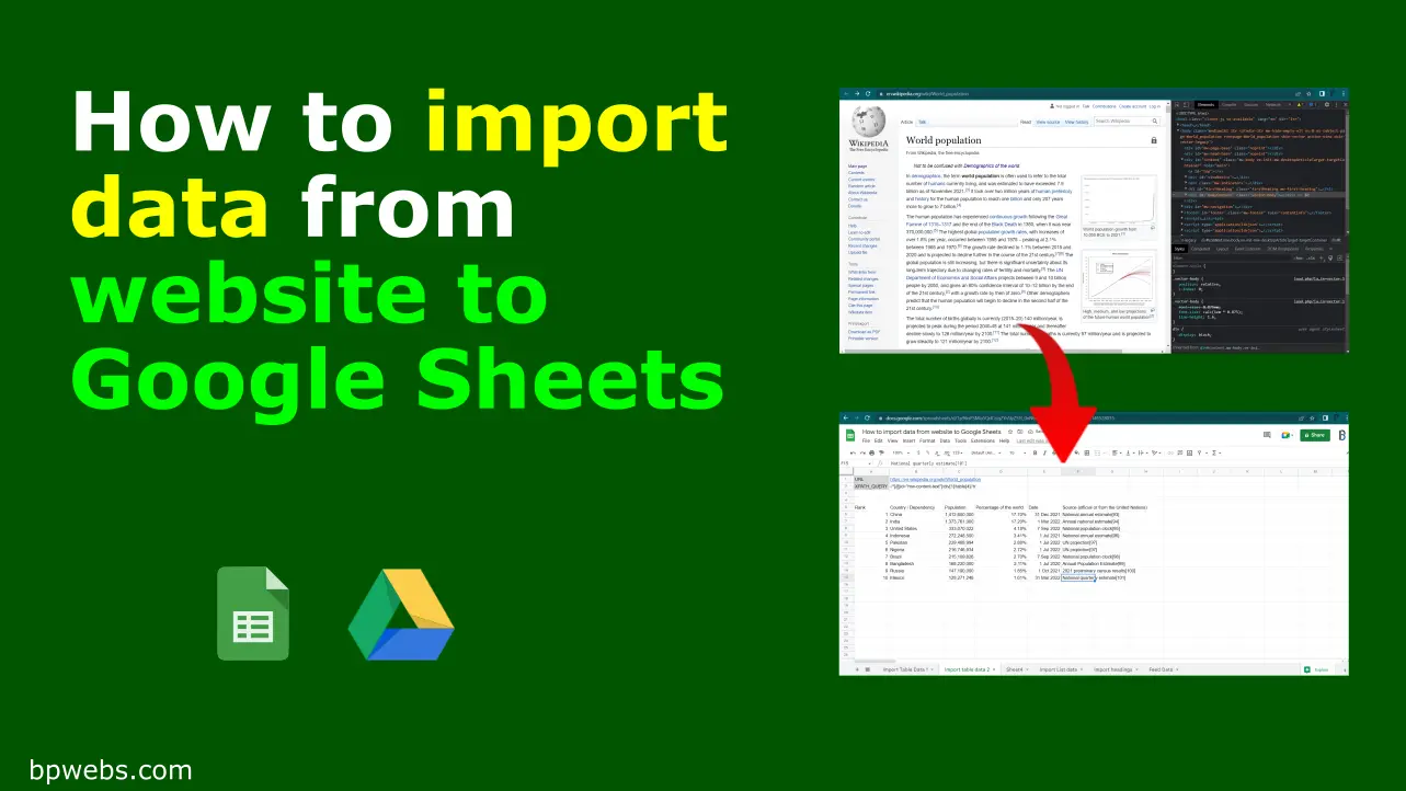 How to import data from website to Google Sheets