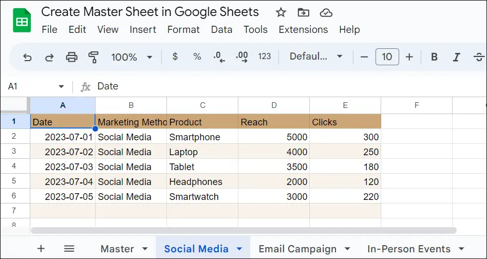 How to make a master sheet in google sheets - Sample Google Sheets