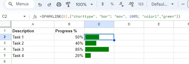 Add progress in Google Sheets for individual tasks 1