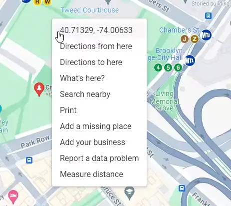 Copy latitude and longitude of the location from Google Maps