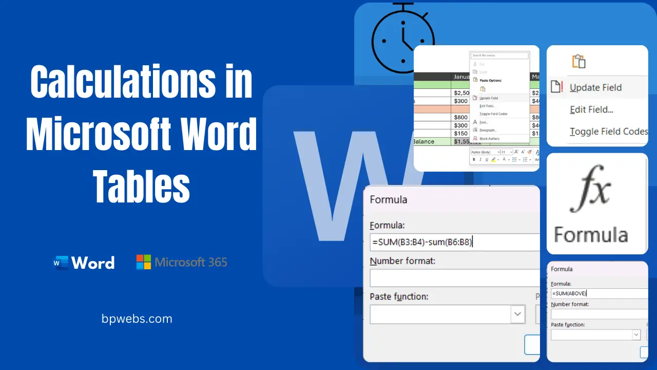 Perform Basic Calculations in Microsoft Word Tables