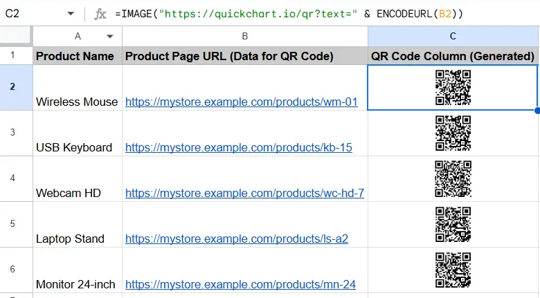 Generate QR Codes in Google Sheets (No Add-ons Needed!) 3 Create Multiple QR Codes Instantly with the Fill Handle